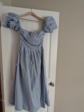 Petal & Pup Light Blue Puff Sleeve Midi Dress